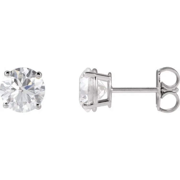 Platinum 6 mm Lab-Grown Ruby Stud Earrings