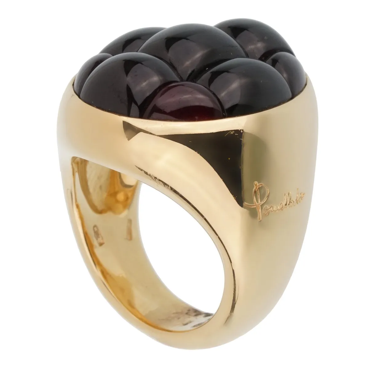 Pomellato 24 Carat Garnet Yellow Gold Cocktail Ring Sz 6.5