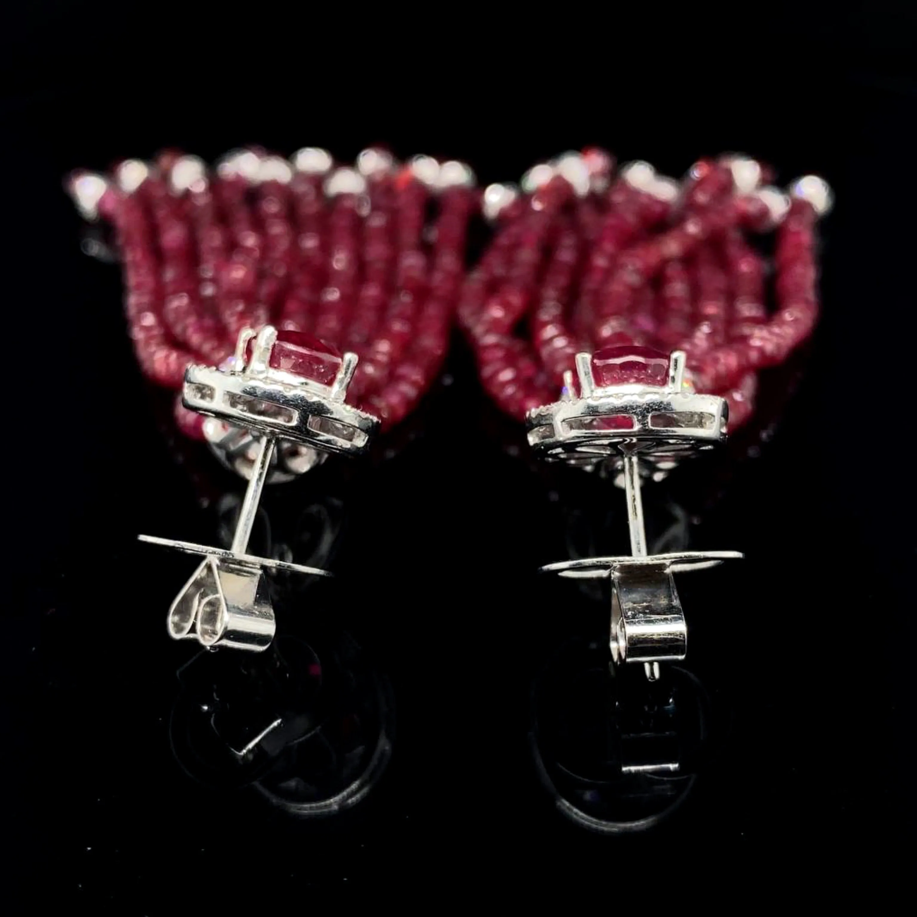 PREORDER | Red Ruby Tassle Gemstones & Diamonds Earrings 14kt