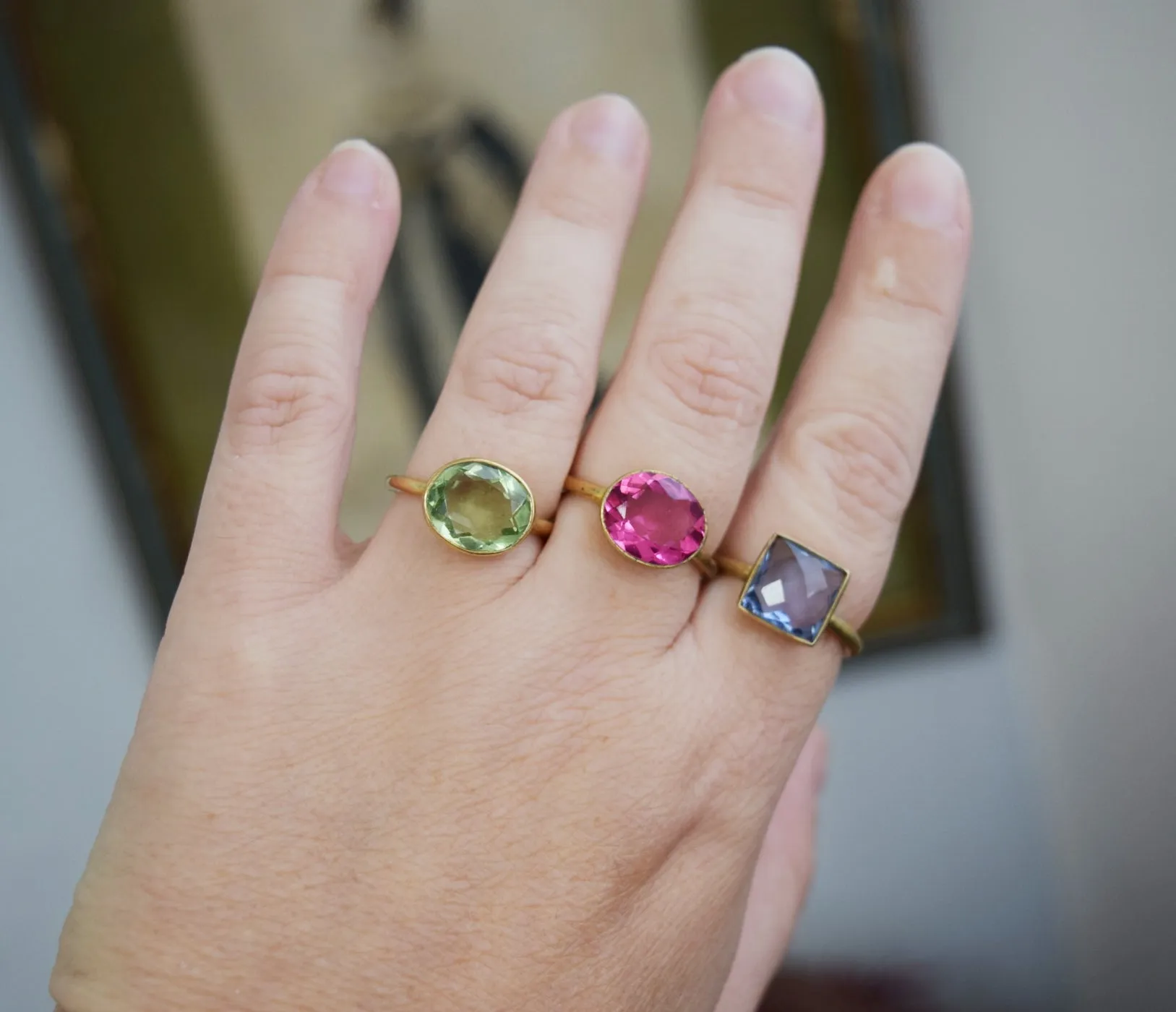 Quartz and Vermeil or Sterling Rings - Size 4.5 SALE