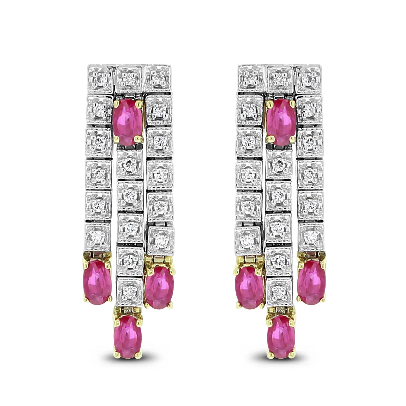 Raina Diamond & Ruby Earrings (3.10 ct Rubies & Diamonds) in White Gold