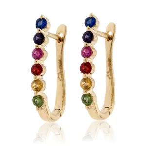 Rainbow Sapphire and Yellow Gold Earrings