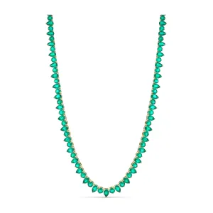 Riviera Pear and Round Brilliant Cut Emerald Gemstone Necklace | 18K Yellow Gold