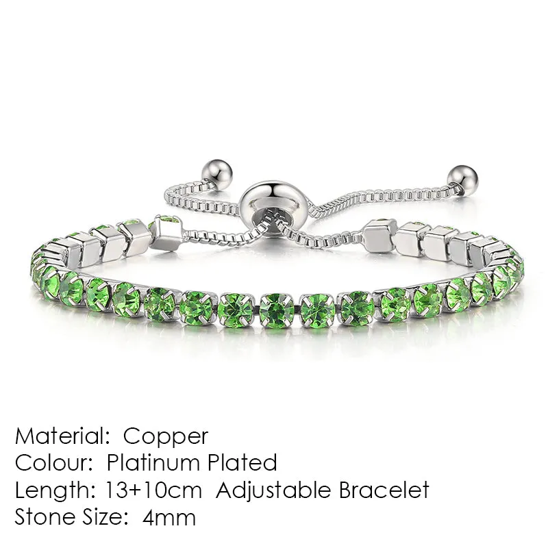 Round Zircon Single Row Full Diamond Tennis Bracelet