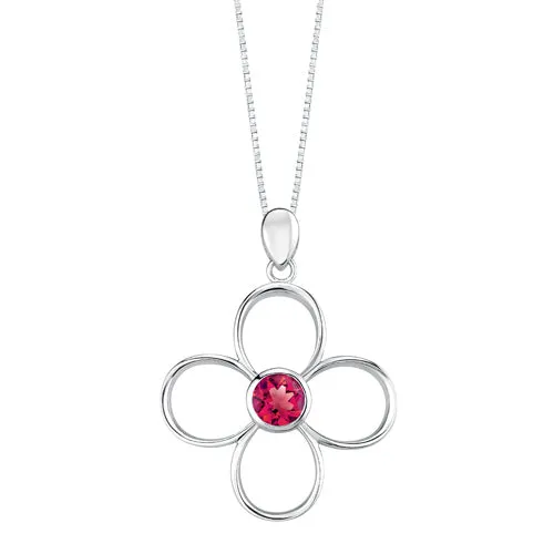 Ruby Pendant Earrings Set Sterling Silver