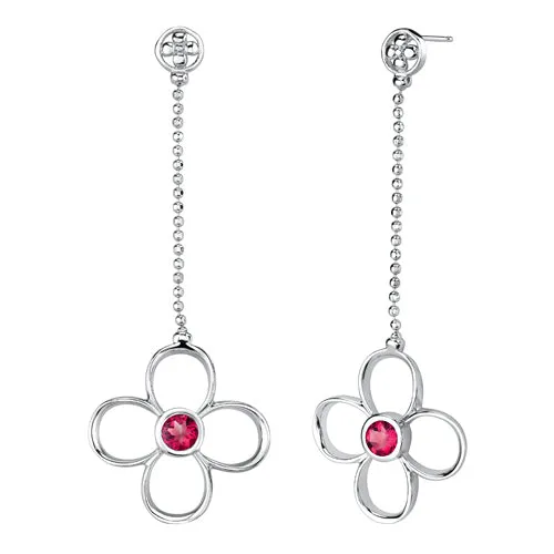 Ruby Pendant Earrings Set Sterling Silver