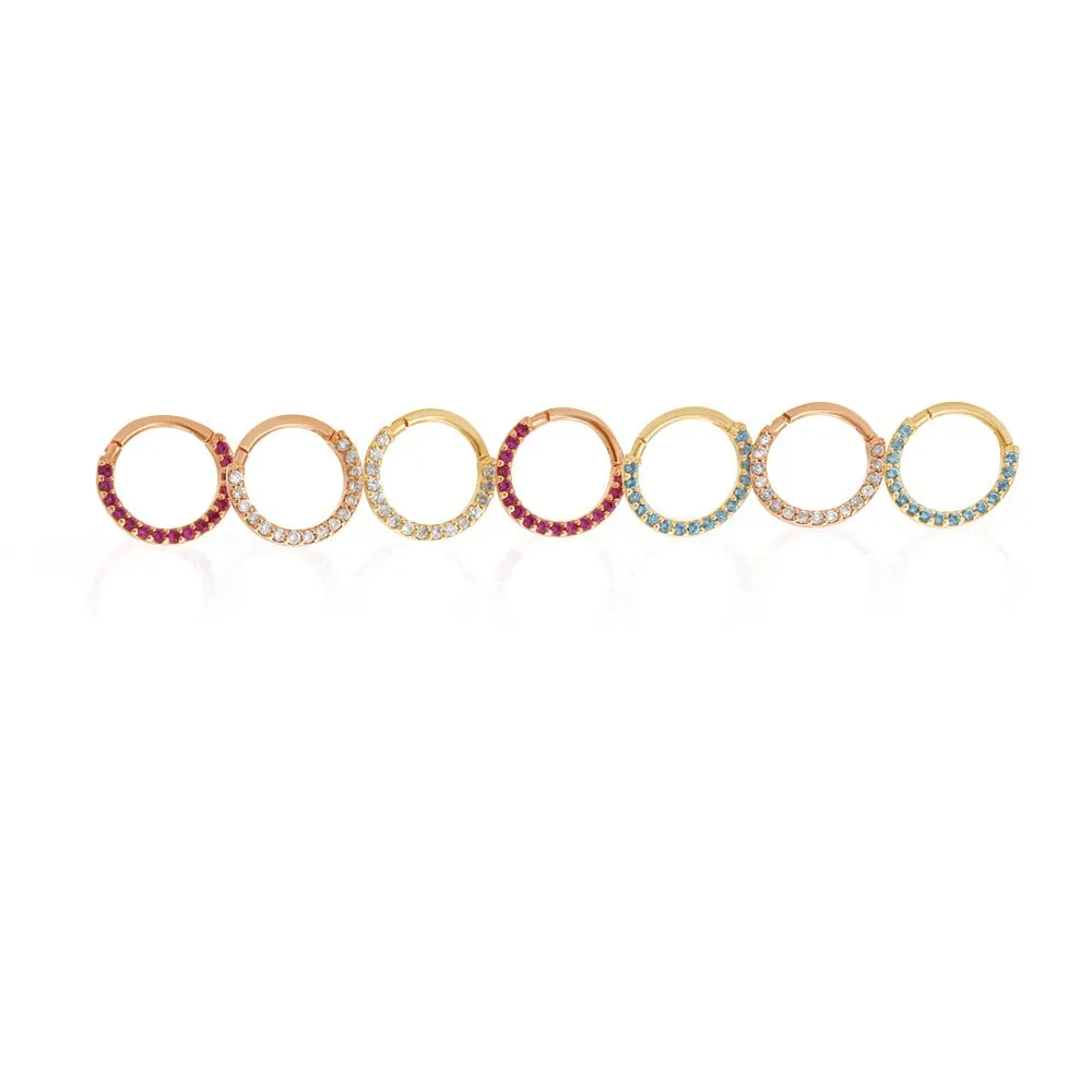 Ruby Studded Clicker Hoop