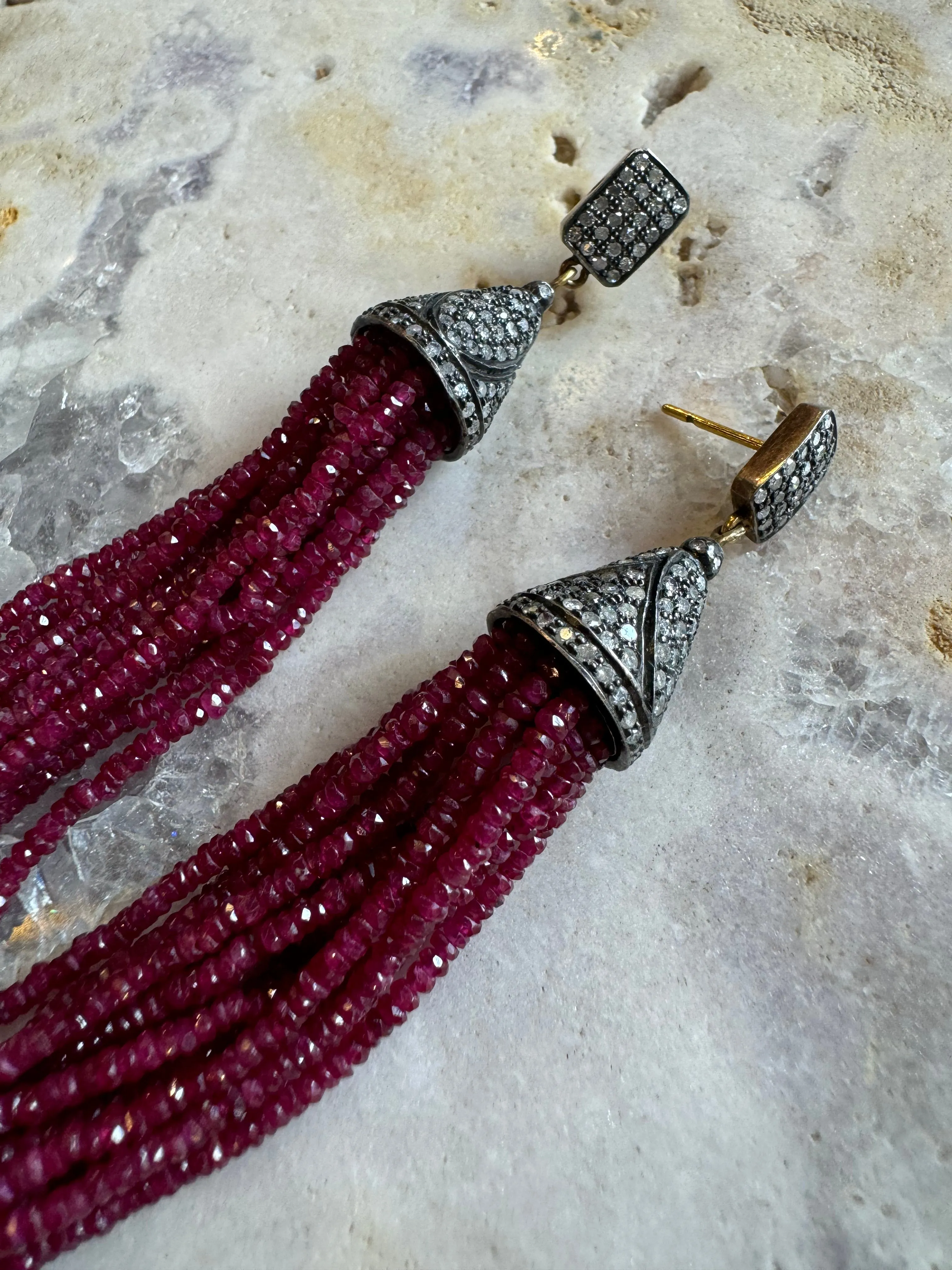 Ruby Tassel Earrings