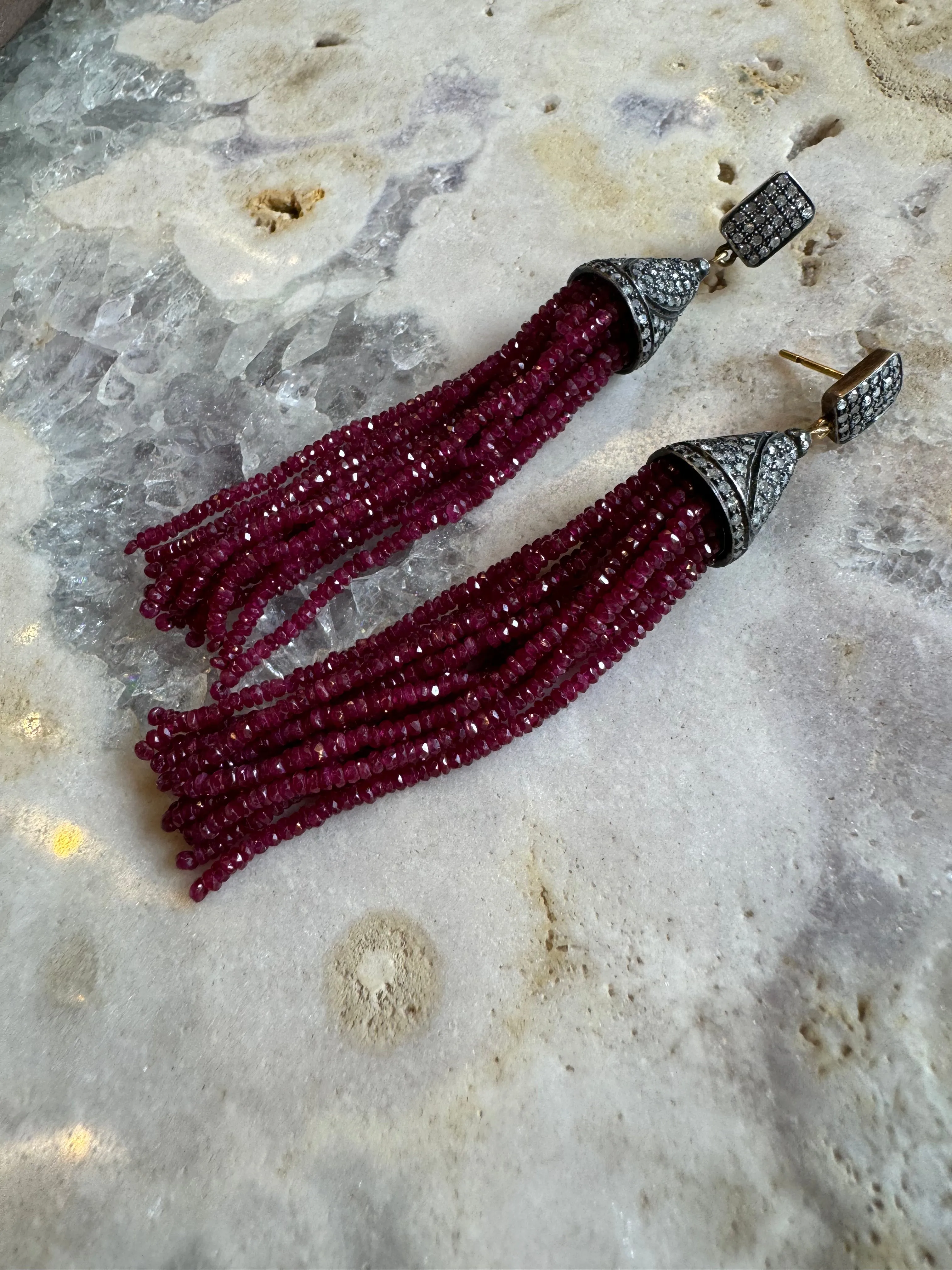 Ruby Tassel Earrings