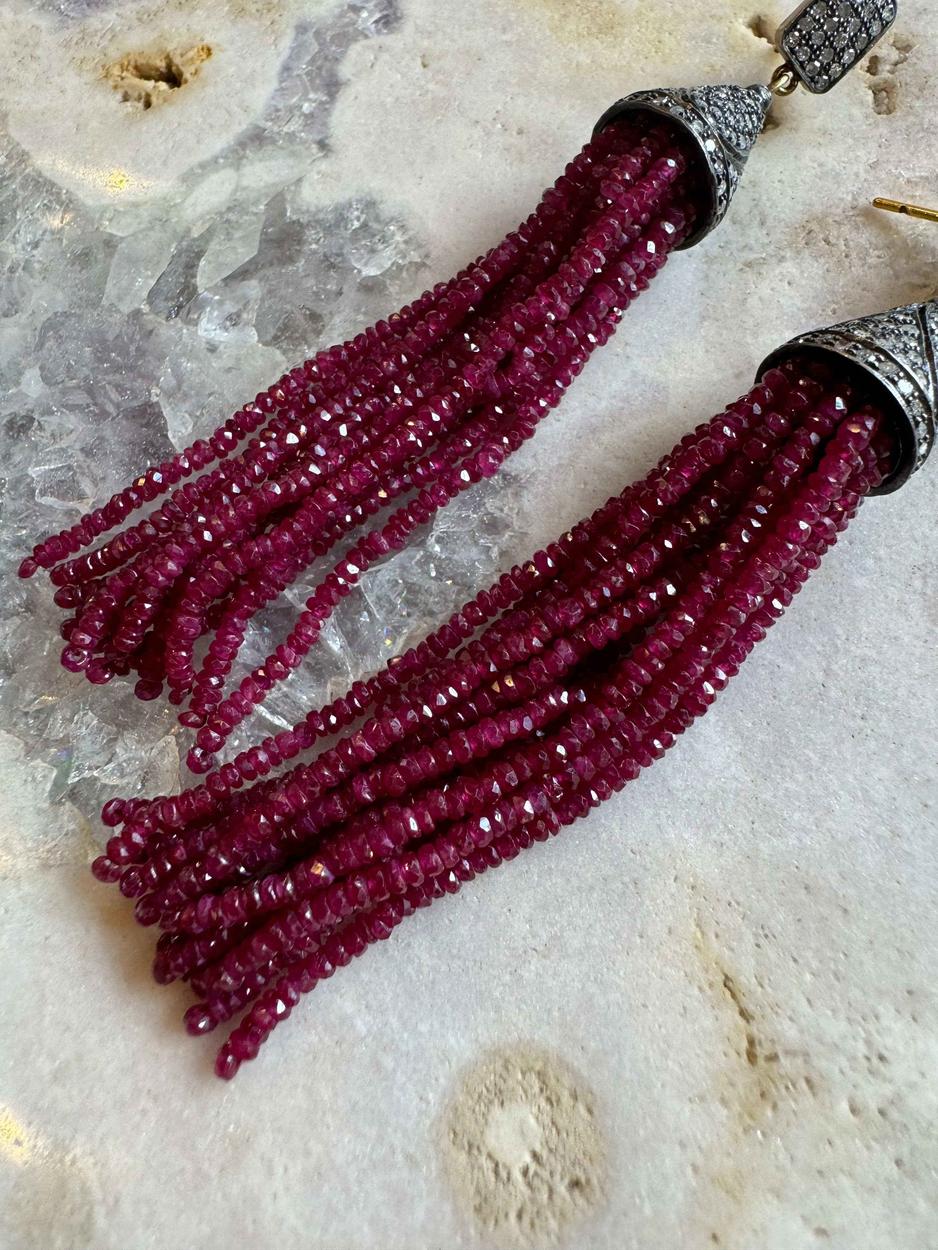 Ruby Tassel Earrings