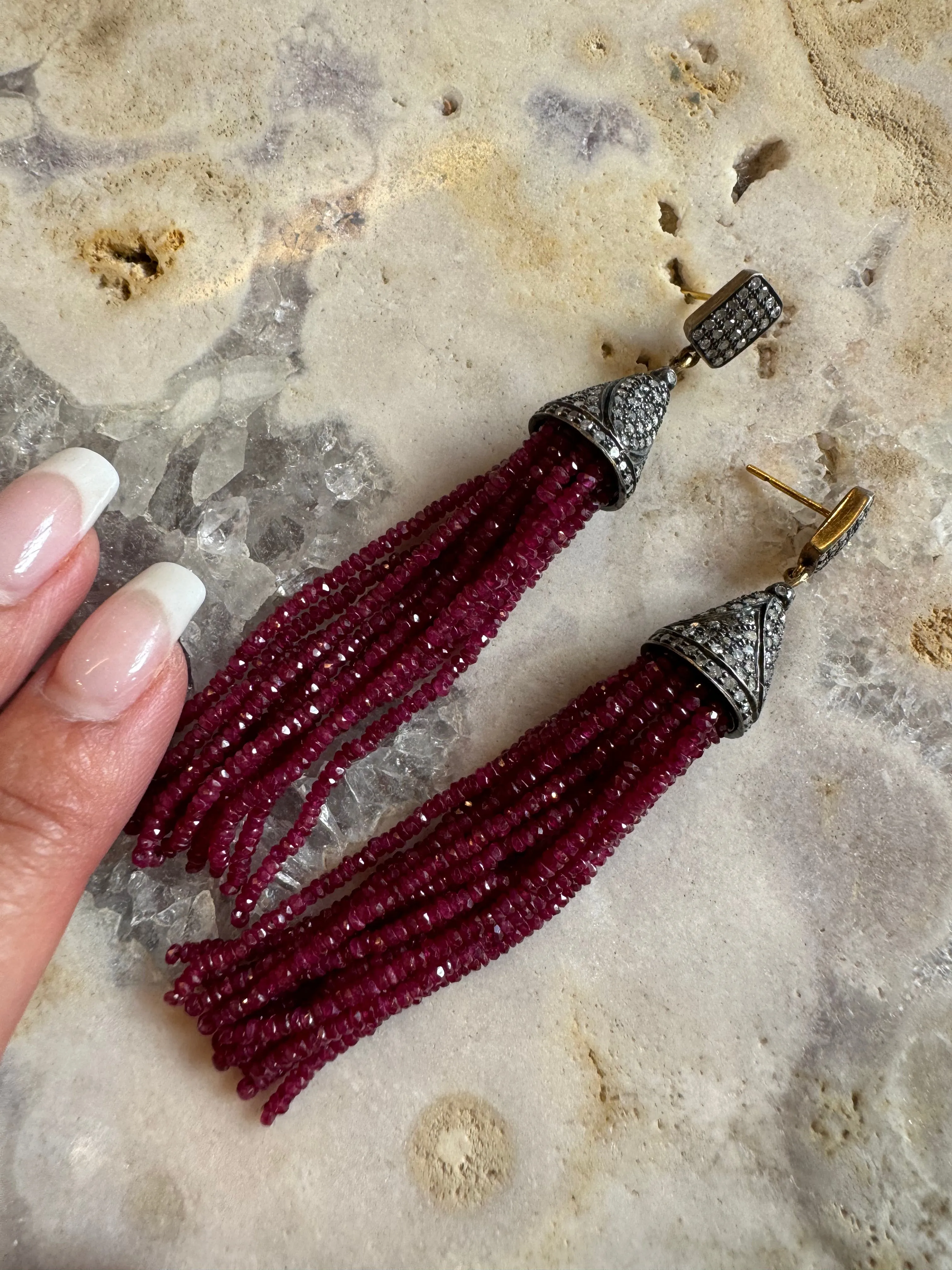 Ruby Tassel Earrings