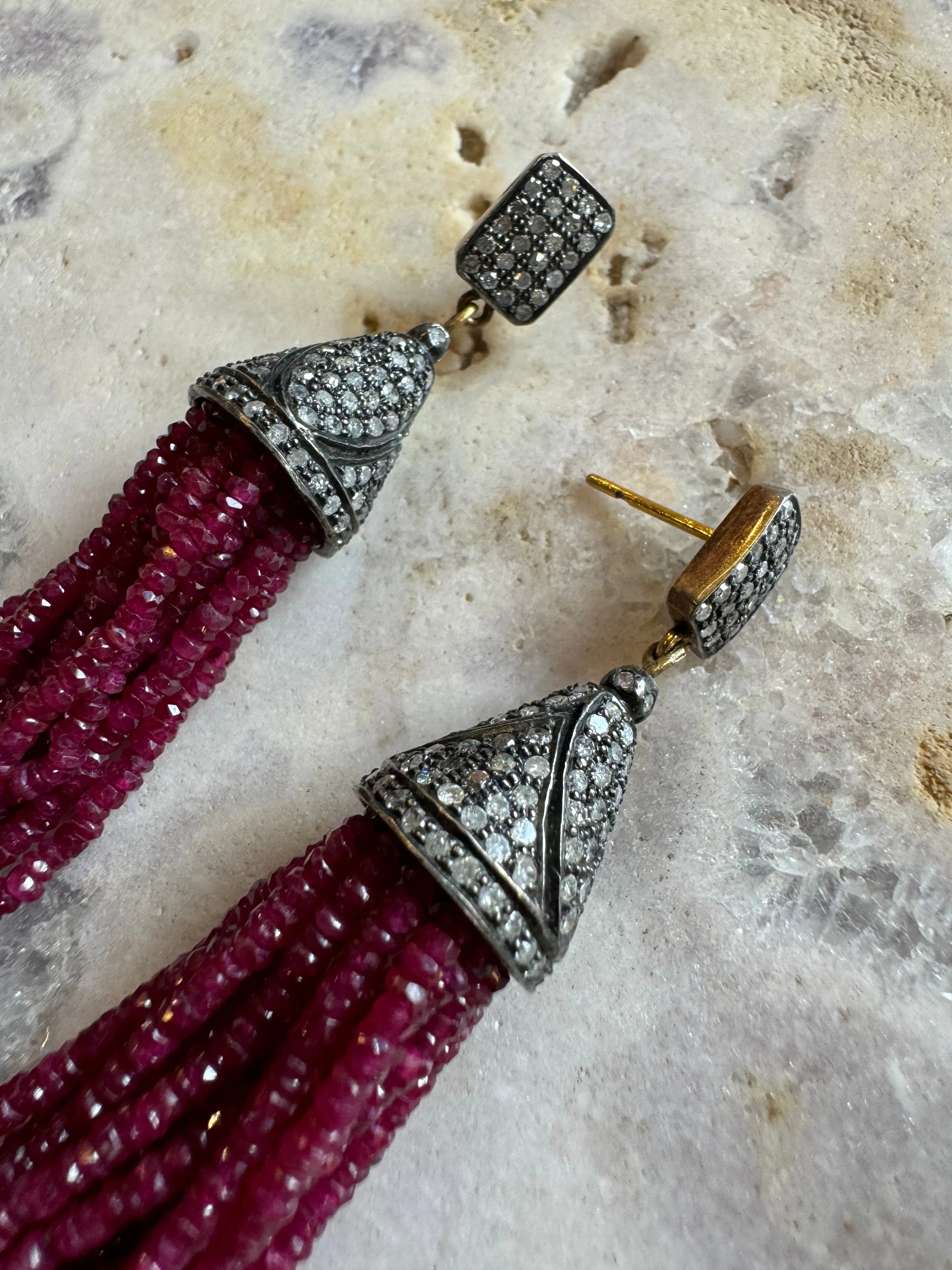 Ruby Tassel Earrings