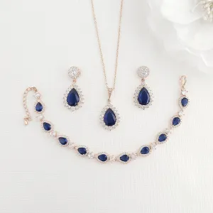 Sapphire Blue Cubic Zirconia Jewelry Set-AOI