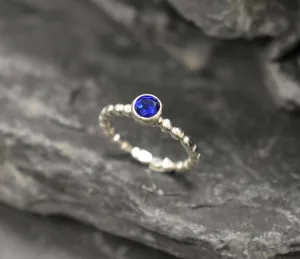 Sapphire Ring - Blue Bezel Ring - Vintage Solitaire Ring