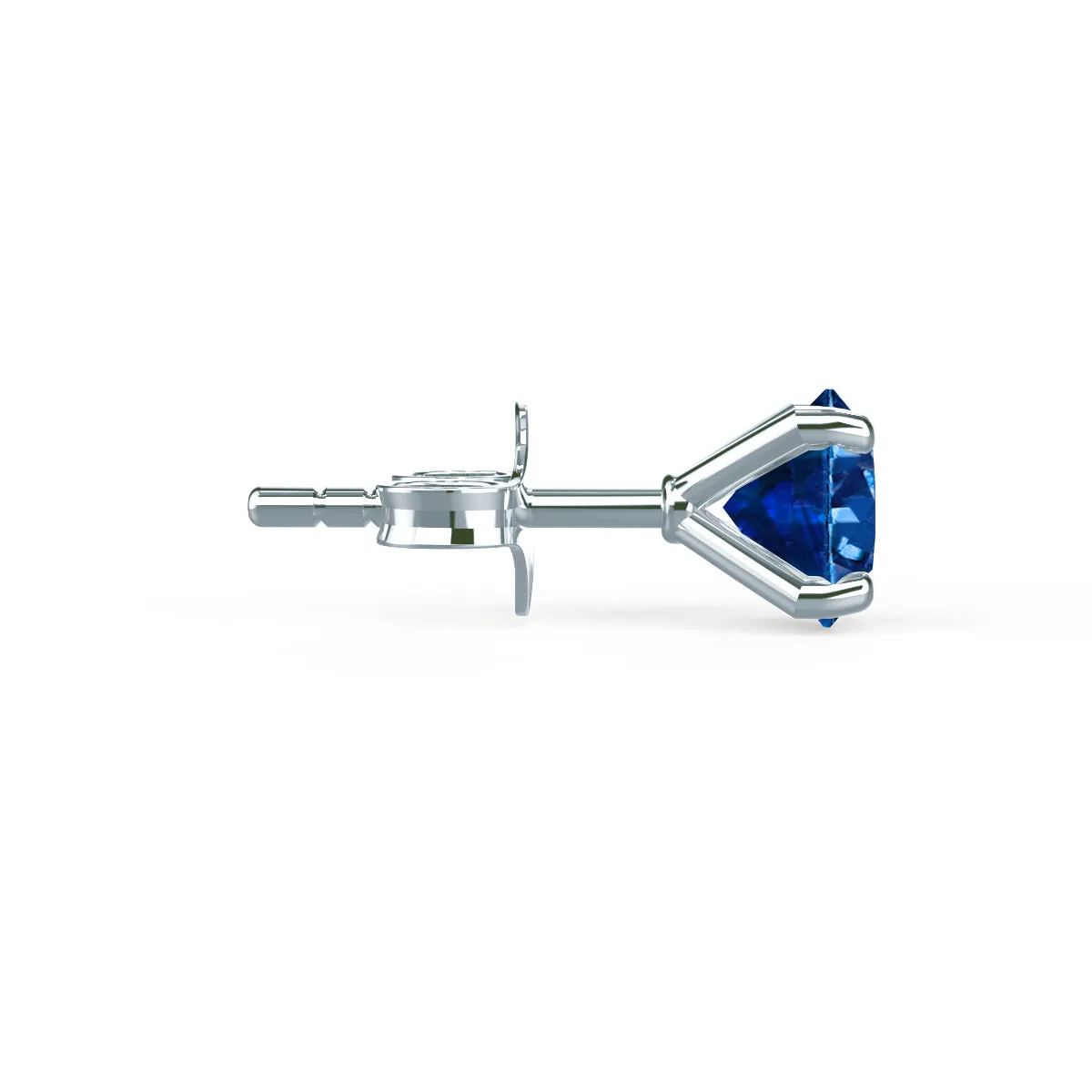 SENA - Round Blue Sapphire 18k White Gold Stud Earrings