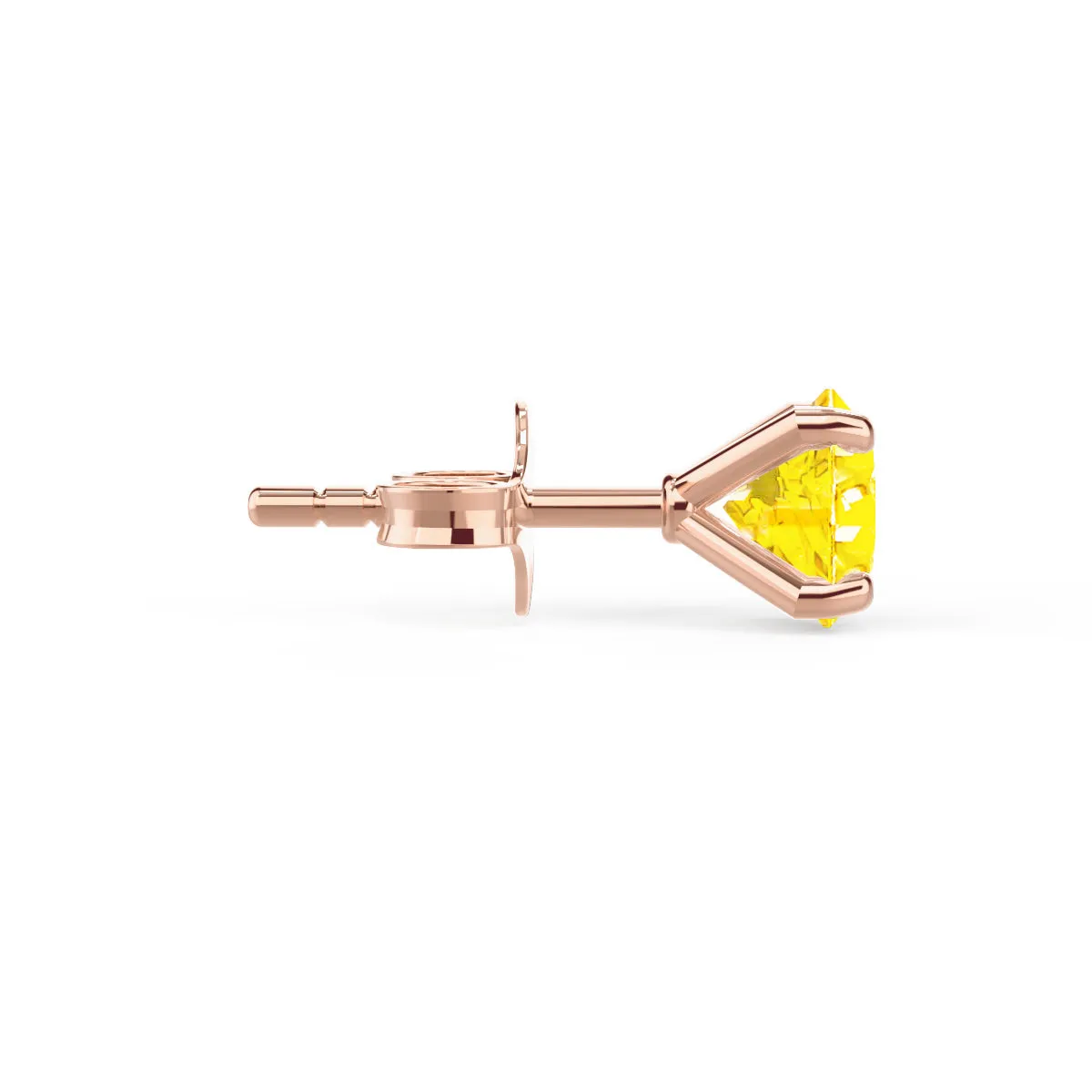 SENA - Round Yellow Sapphire 18k Rose Gold Stud Earrings