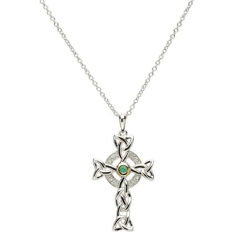 ShanOre Green Trinity Knot Cross Necklace