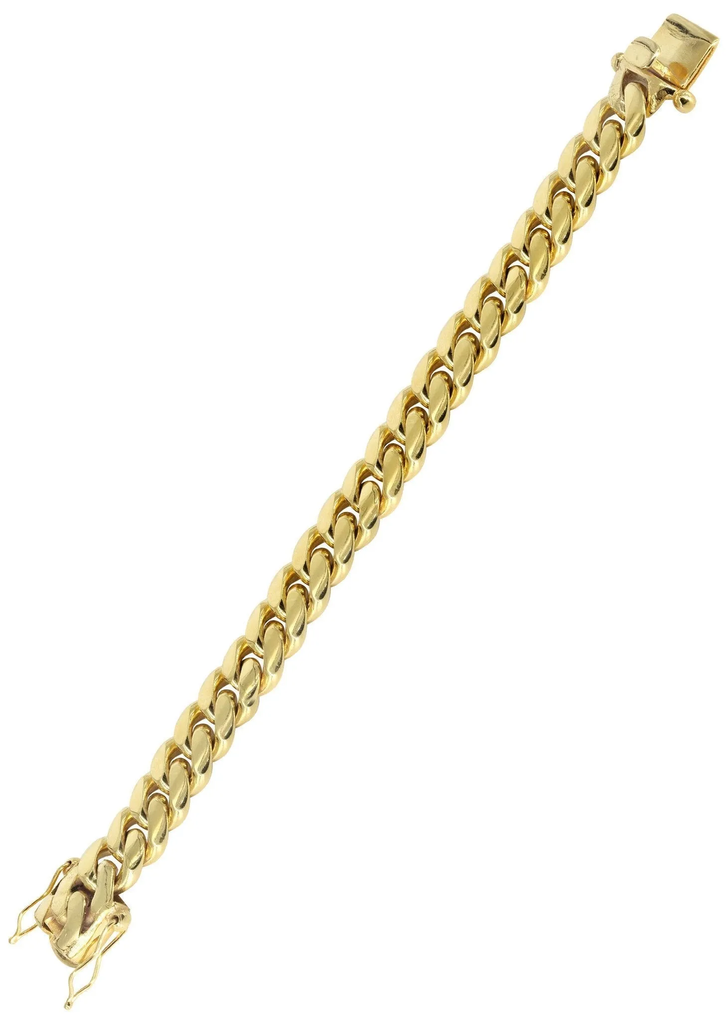 Solid Mens Miami Cuban Link Bracelet 10K/14K Yellow Gold