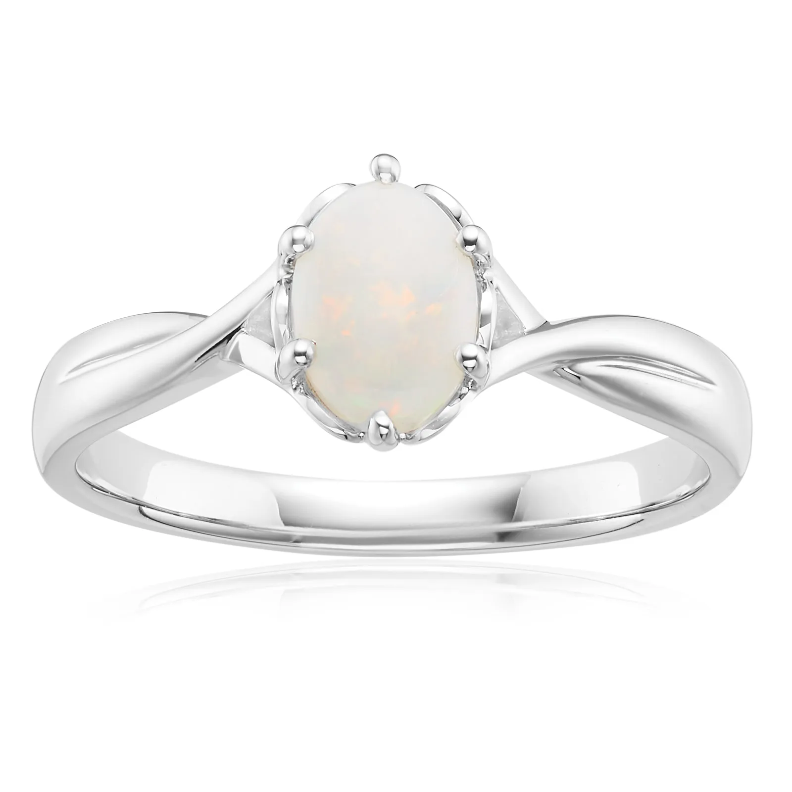 Sterling Silver 7x5mm Oval Cut Opal Ring