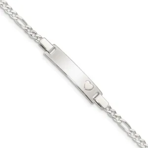 Sterling Silver Baby ID with Heart Bracelet