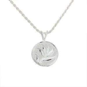 Sterling Silver Bird of Paradise Engraved Circle Pendant (Chain Sold Separately)