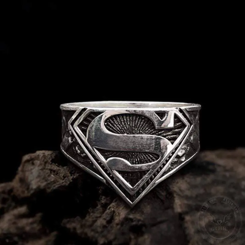 Superman Letter "S" Men's Statement Rings - 925 Sterling Silver Rings