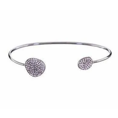 TAI Open Pave Cuff Bangle-Silver