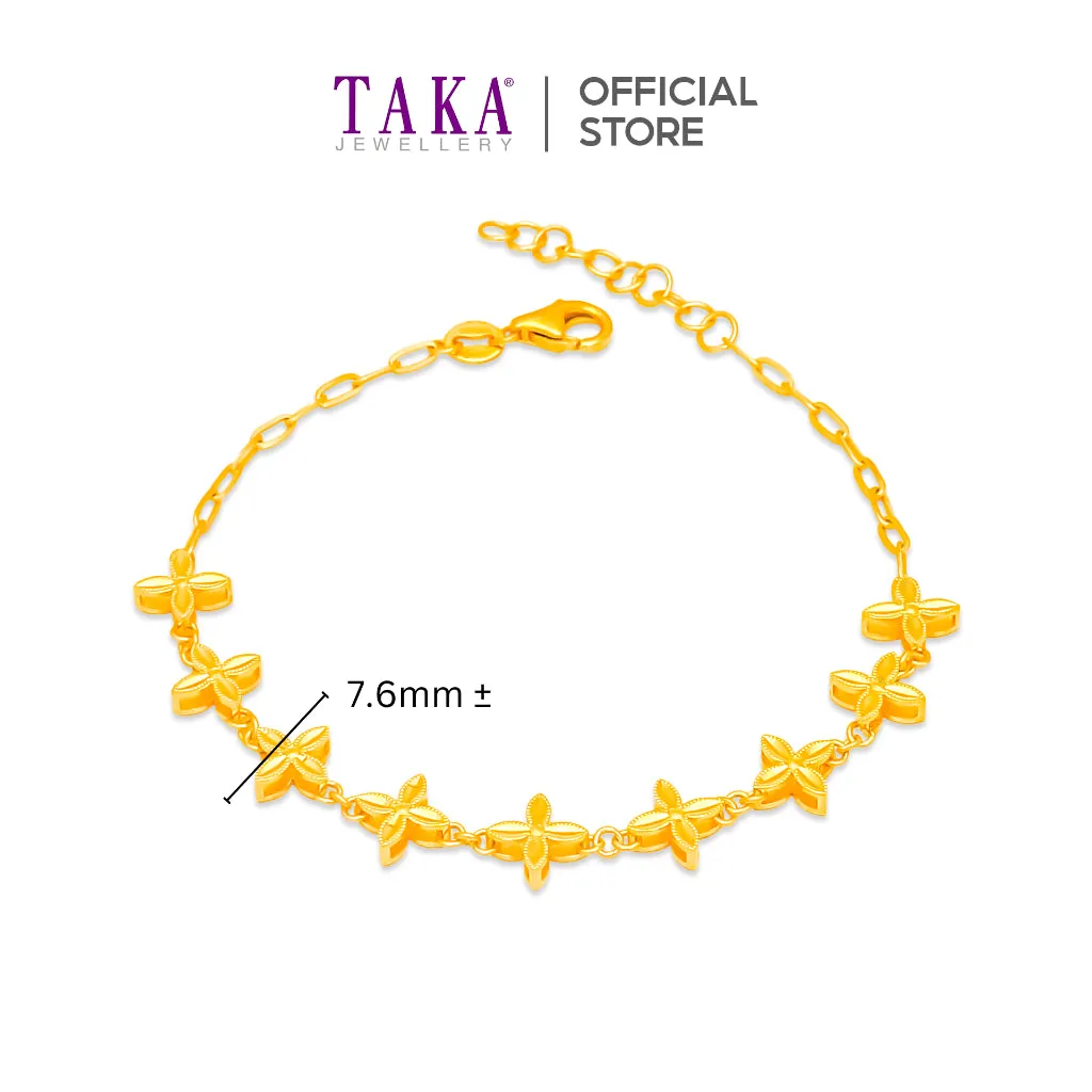 TAKA Jewellery 916 Gold Bracelet Lucky Clover