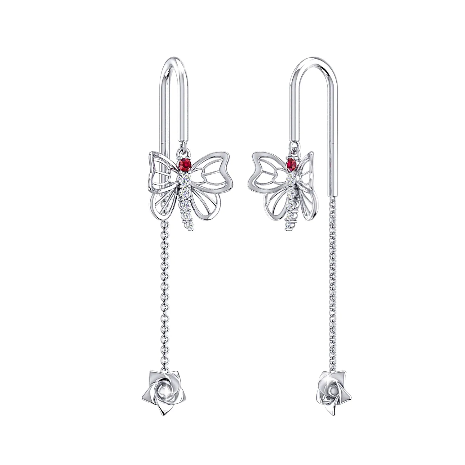 THE RUBY DUCHESS NEEDLE AND THREAD EARRINGS