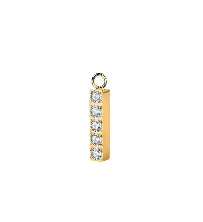 Titanium Gold Jewelled Dangle Charm for Hinged Ring - CHARM42A