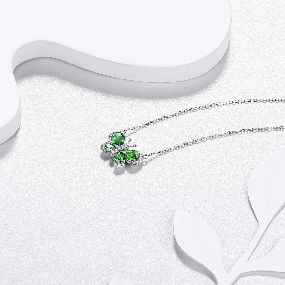 Tokyo Mart Butterfly Necklace Birthstone May Emerald Pendant Women Girls Jewelry Birthday Gift