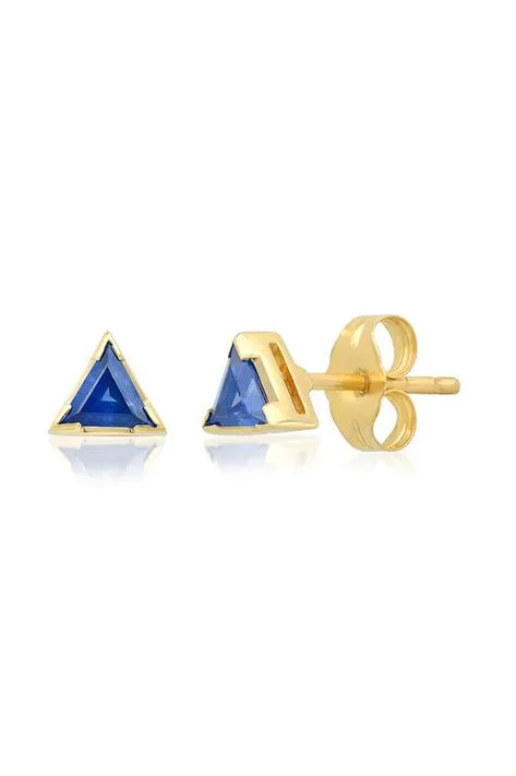 Triangle Blue Sapphire Studs