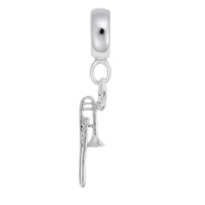 Trombone Charm Dangle Bead In Sterling Silver