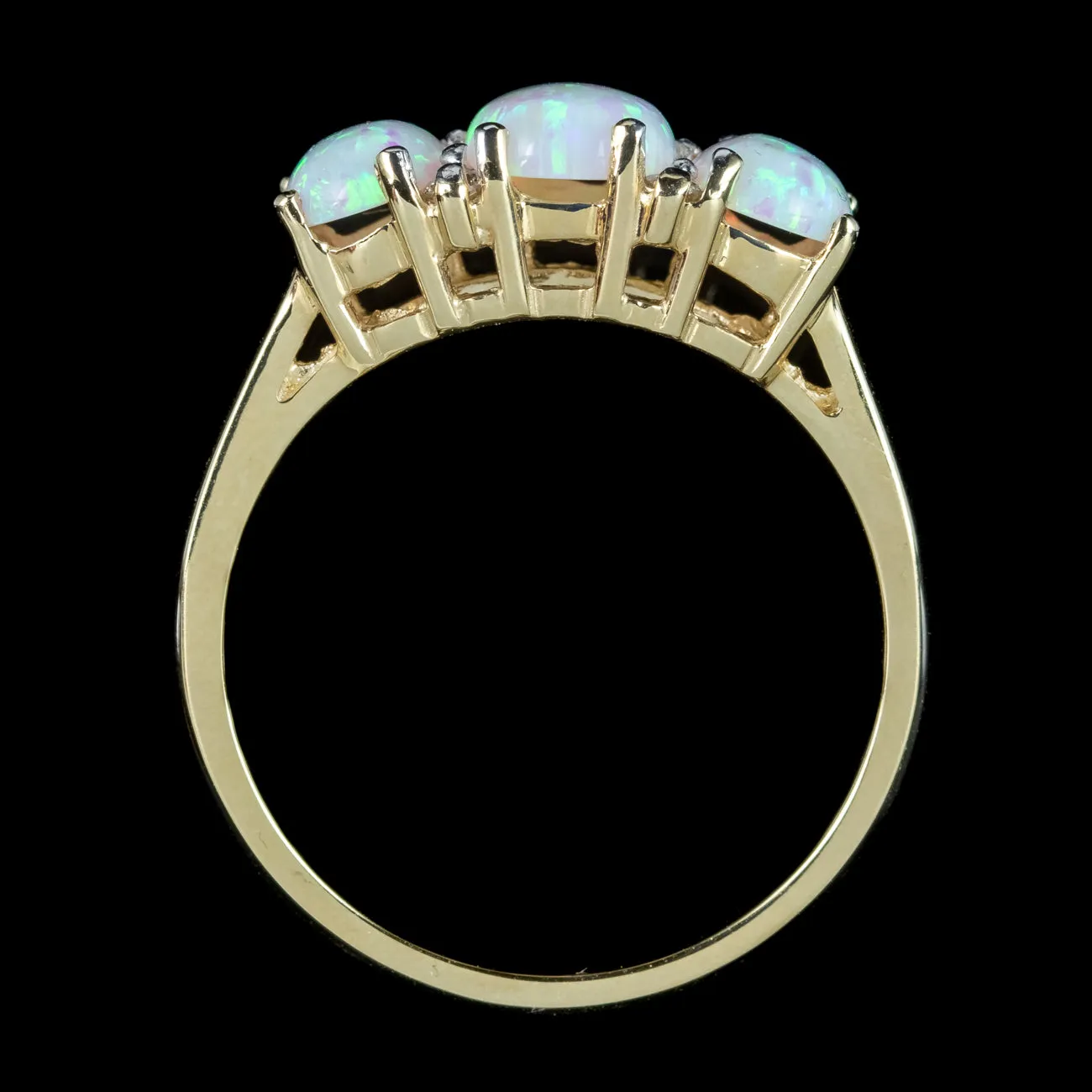 Victorian Style Opal Diamond Trilogy Ring