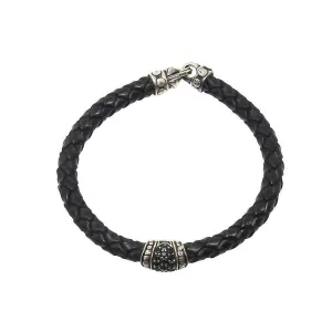 Woven Leather Bracelet with Onyx