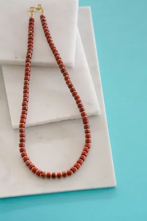 Xander Kostroma - Men's Red Jasper Bead Necklace - Ideal for Daily Wear - Enhances Calm and Spiritual Alignment - Handcrafted Unique Jewelry - 45cm Length - Perfect Gift for Inner Peace and Style